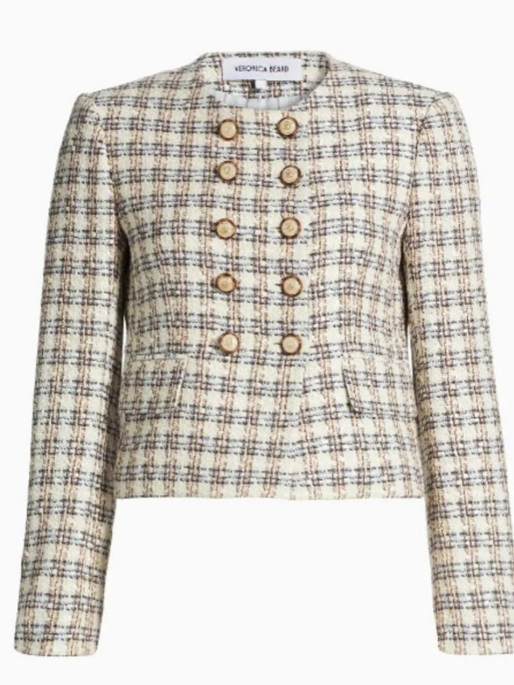 Veronica Beard: Bentley Check Tweed Crop Jacket & Skirt Suit Set